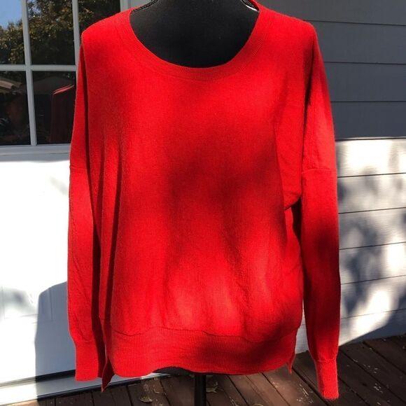 Eileen Fisher Jersey Merino Wool Boxy Step, garnet red sweater Sz XS - Picture 2 of 8